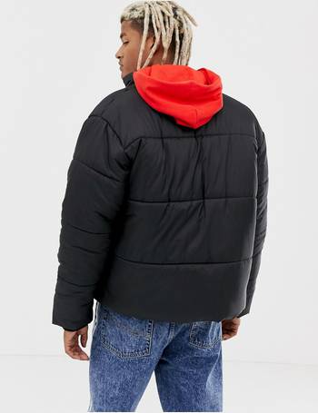 collusion belted puffer jacket in black