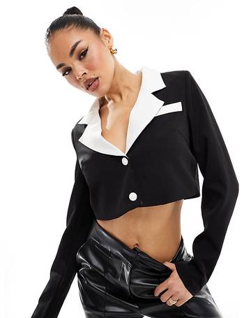 In The Style x Perrie Sian leather look blazer in black - part of a set