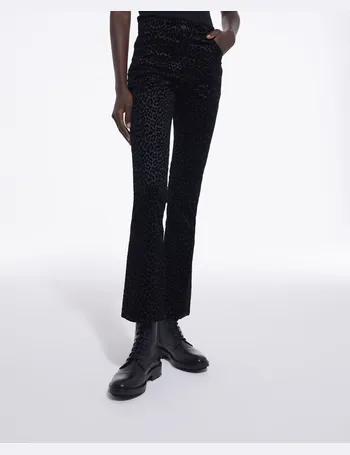 Black velvet flared suit pants