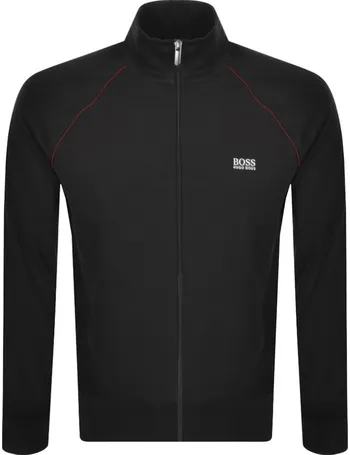 boss bodywear lounge full zip sweatshirt black
