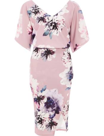 quiz navy and pink floral tea dress