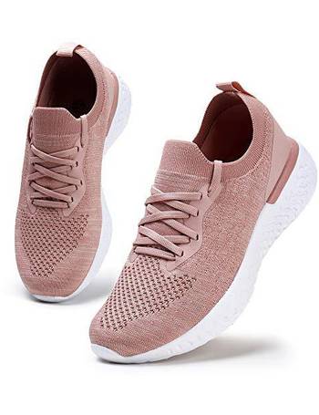 Womens Trainers Running Shoes Athletic Slip-on Mesh Gym Wide Fit Ladies Walking Shoes Lightweight Sports Sneakers Black White Blue Pink Size UK 3.5-9