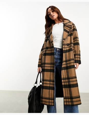 River Island oversized long line faux fur coat in brown