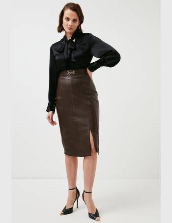 debenhams brown leather skirt