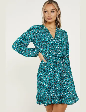 quiz leopard wrap dress