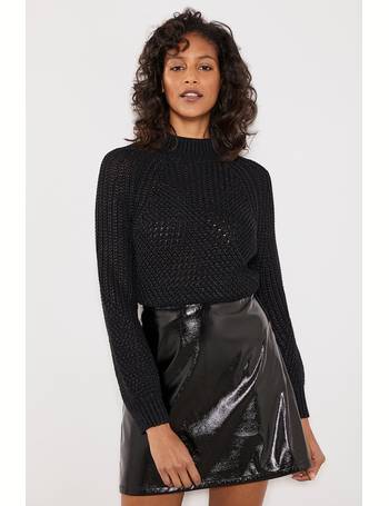 Mint velvet black leather mini clearance skirt