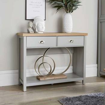 Grey Oak Wide 7 Drawer Chest of Drawers Storage Metal Cup Handles