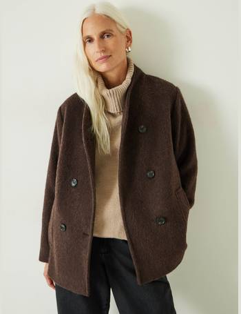 Avia Hooded Wool-Blend Coat, Grey Marl