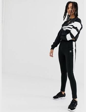 adidas originals mixed stripe popper pants in black and white