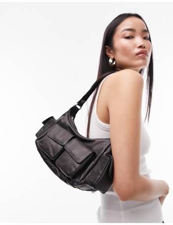 TOPSHOP Sunni Slouchy Nylon Quilt Shoulder Bag in Black