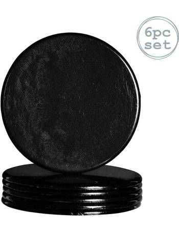 100mm Round Drinks Coasters Drinking Dining Mat Coaster in Black x6 