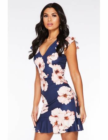 quiz navy and pink floral tea dress