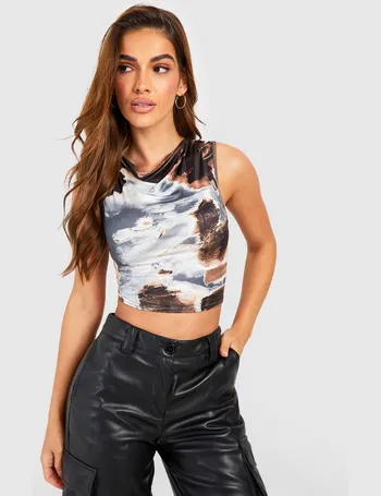 Spaghetti Strap Slinky Asymmetric Crop Top