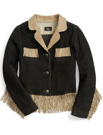 Ralph Lauren Fringe Trim Suede Jacket