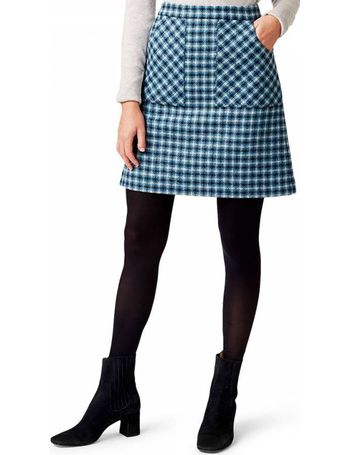 Genevieve Wool Check A Line Skirt