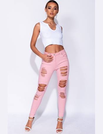 Pastel pink skinny jeans