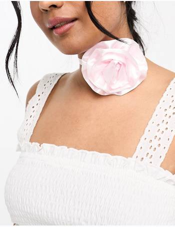 ASOS DESIGN choker necklace with bow ribbon design in cream