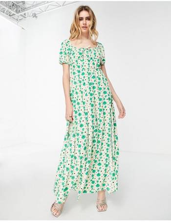 Vila wrap maxi dress in mint green floral print