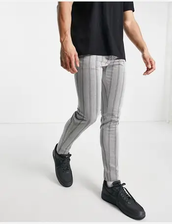 ASOS DESIGN smart skinny ankle grazer trouser in green stripe