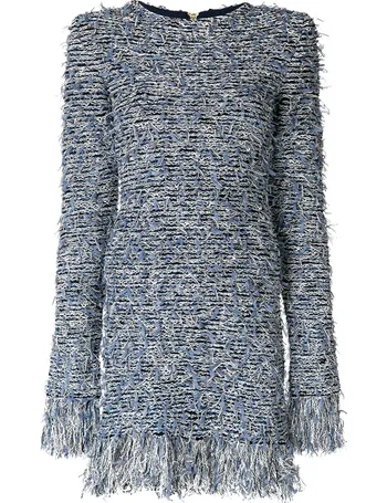 Balmain Glittered Ruched Dress - Farfetch