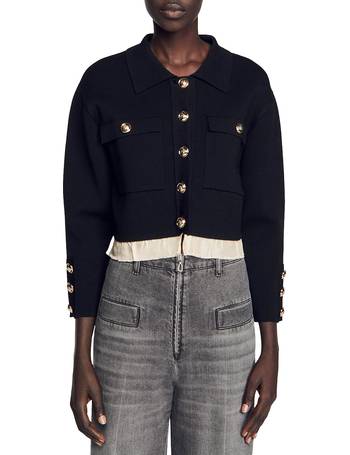 Sandro Riba Sequined Knit Cropped Cardigan