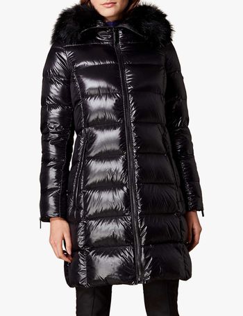 long black shiny puffer coat womens