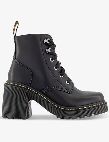 Dr martens coppola black leather 2024 triple strap chunky heeled ankle boots