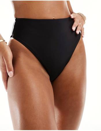 ASOS DESIGN mix and match high leg high waist thong bikini bottom in black