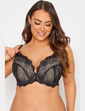 Blue Lace Padded Underwired Plunge Bra