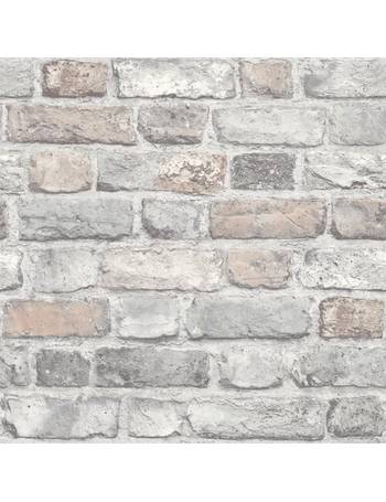 Grandeco Vintage House Brick Pattern Wallpaper Faux Effect Textured Stone