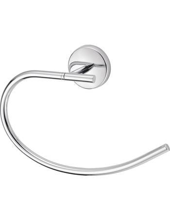 GoodHome Koros Wall-mounted Silver effect Chrome-plated Towel ring