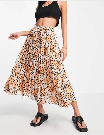 Asos design pleated midi skirt in 2024 mono abstract print