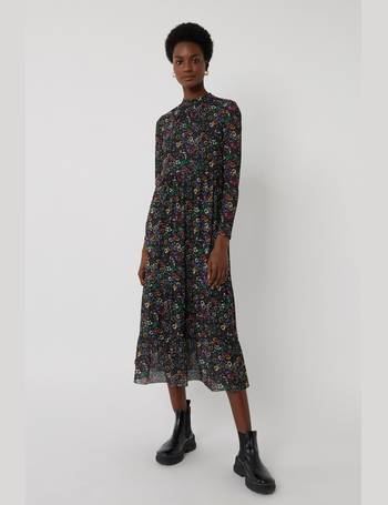 warehouse black floral dress