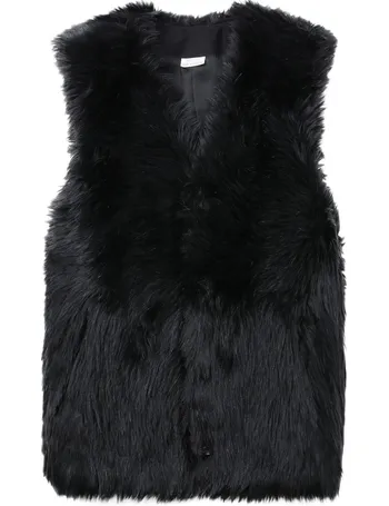 Sosandar Black Luxe Faux Fur Gilet