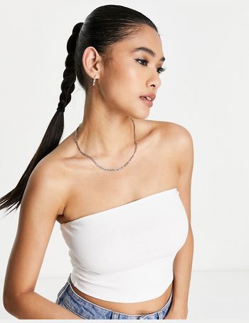 ASOS DESIGN ultimate bandeau crop top in cotton in white - WHITE