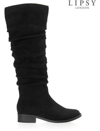 lipsy ruched flat knee boot