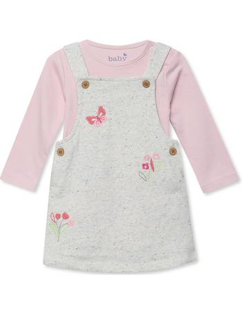 M&Co Baby Girl Winnie The Pooh Dress Mock Cardigan Short Sleeves with Integrated Bodysuit
