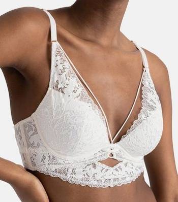 New Look DD lace plunge bra in white
