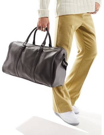 French connection faux 2025 leather barrel holdall