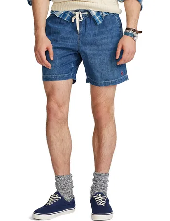 denim polo shorts