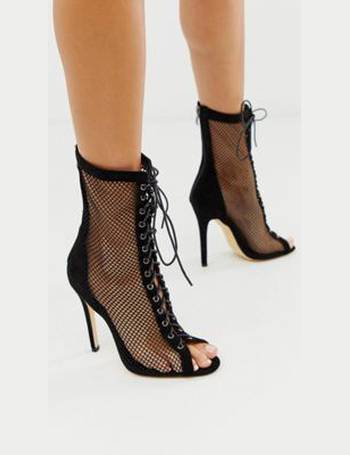 open toe lace up heel boots