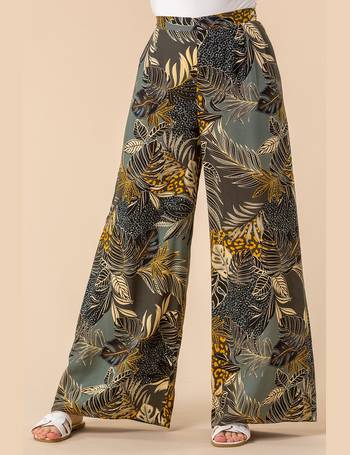 Curve Linear Print Palazzo Trousers