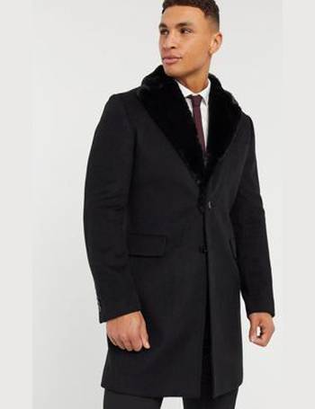 Gianni Feraud Men S Faux Fur Coats, Faux Fur Collar Overcoat Mens Uk