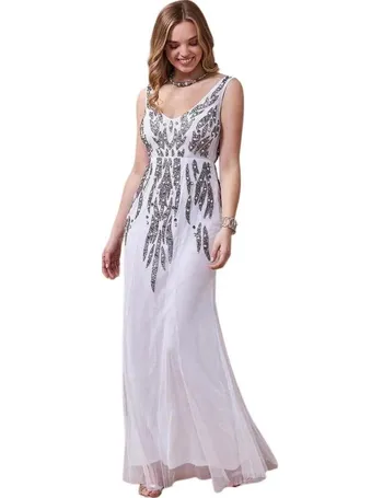 Pearl Embellished Open Back Maxi Dress