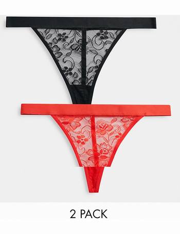 Tutti Rouge 2 pack lace thong in black and pink