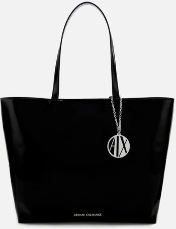 armani exchange black patent tote bag