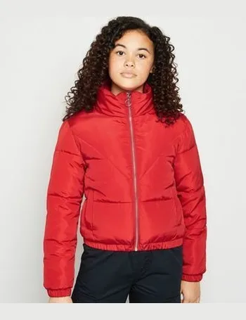 new look puffer jacket red