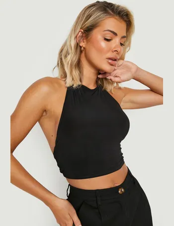 Rib Racer Neck Underbust Detail Crop Top