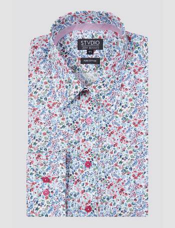 Jeff Banks, Men's Wine Floral Print Shirt