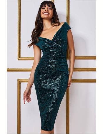 Debenhams green velvet dress sale